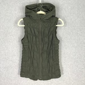 Blanc Noir Puffer Vest Small Quilted Ruched Hooded Jersey Hiking Hunter Army‎